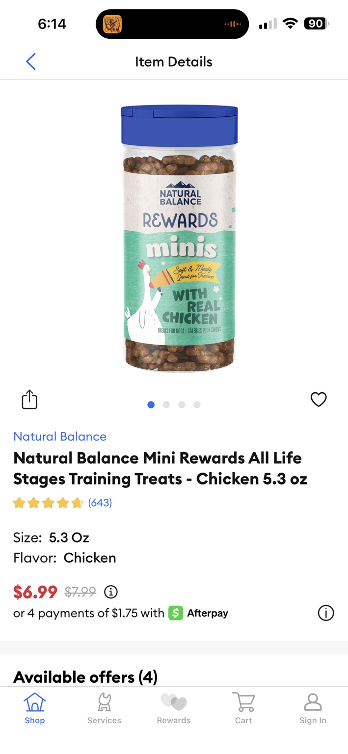 Natural Balance Mini Rewards Chicken: Front of container