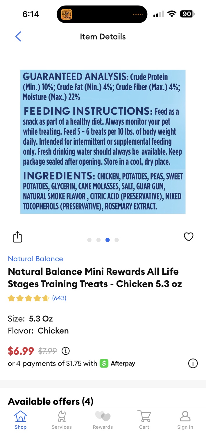 Natural Balance Mini Rewards Chicken: Ingredients & nutrition