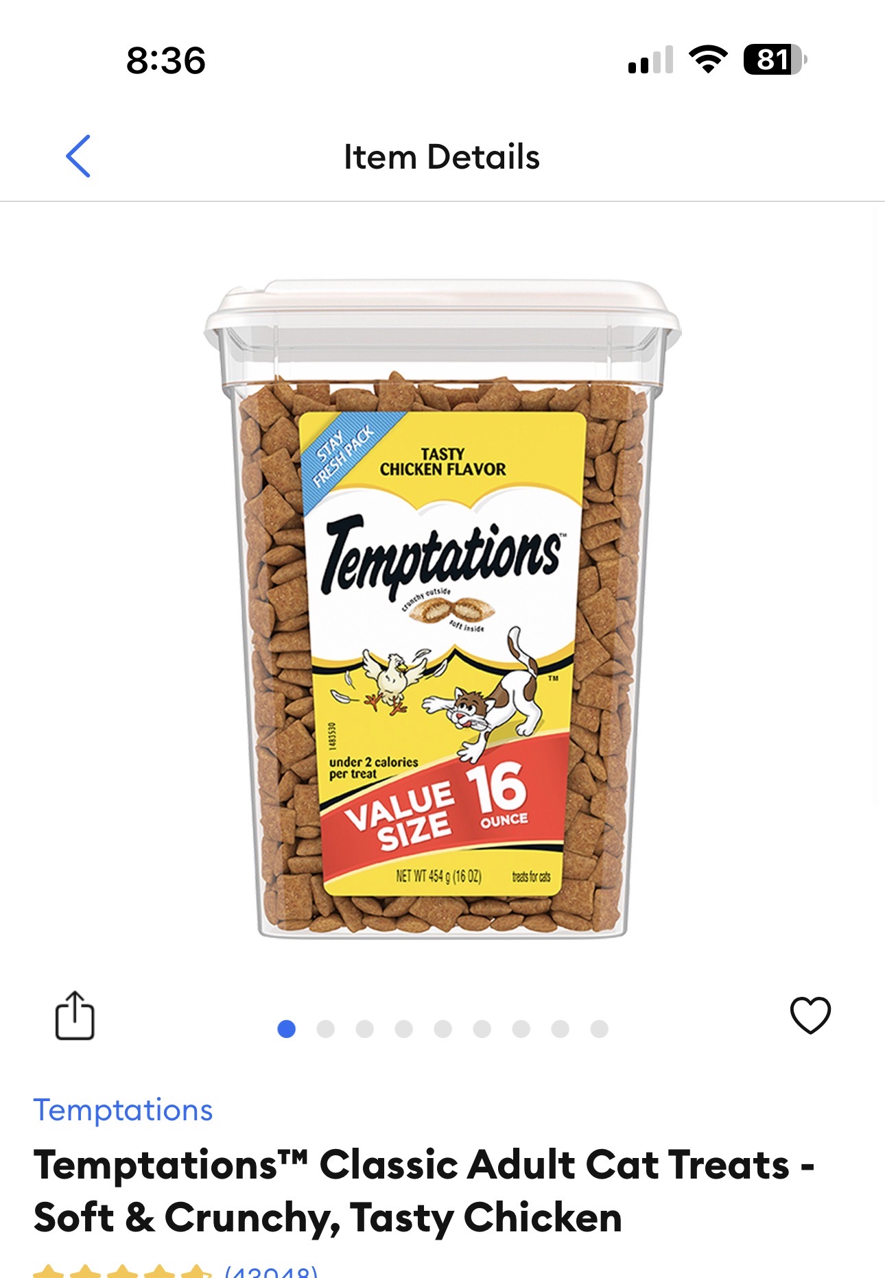 Temptations Classic Tasty Chicken cat treats
